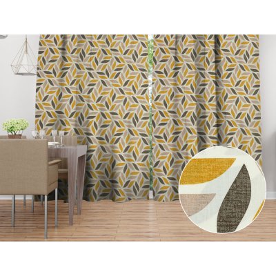 Biante Bavlněný závěs Sandra SA-423 Zlato-hnědé listy na krémovém 140x200 cm – Hledejceny.cz