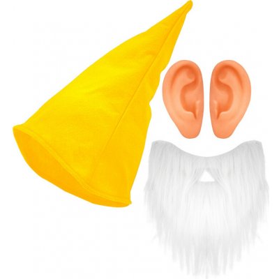 Sada žlutý trpaslík klobouk vousy uši – Zboží Dáma