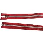Zip spirálový bundový no5 dělitelný délka 80 cm - DVOUBAREVNÝ STŘÍBRNÁ NA ČERVENÉ, ozdobný jezdec – Hledejceny.cz