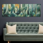 Obraz na plátně - Jehličnatý les v abstraktním stylu FeelHappy.cz Velikost obrazu: 240 x 80 cm – Zboží Mobilmania