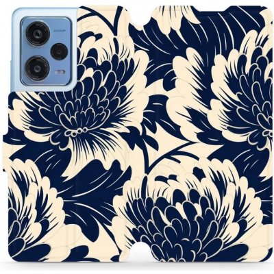 Mobiwear - Xiaomi Redmi Note 12 Pro Plus 5G - VA40S Modré a béžové květy – Zboží Mobilmania
