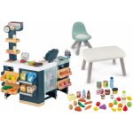 Smoby Set obchod elektronický zmiešaný tovar s chladničkou Maxi Market a stůl se židlí KidChair a potraviny v síťkách