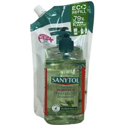 Sanytol Zelený čaj & Aloe Vera dezinfekční hydratující mýdlo na ruce 250 ml dávkovač + náhradní náplň 500 ml