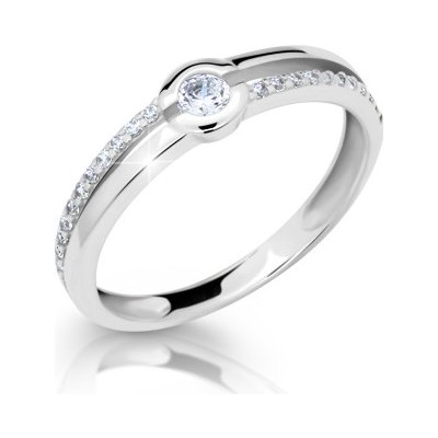 Gemmax Jewelry Zásnubní prsten z bílého zlata s čirými zirkony Danfil 2543 GLRWB541690 – Zboží Mobilmania