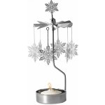 Pluto Design Rotující svícen Snowflakes Silver, stříbrná barva, kov – Zboží Dáma