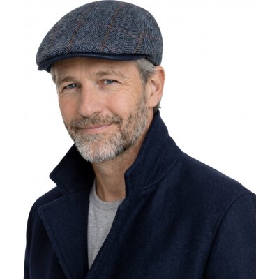Fiebig Headwear since 1903 Pánská modrá kostkovaná vlněná bekovka rybí kost – Hledejceny.cz