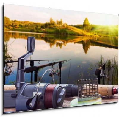 Skleněný obraz 1D - 100 x 70 cm - fishing on the lake rybaření na jezeře – Zboží Mobilmania