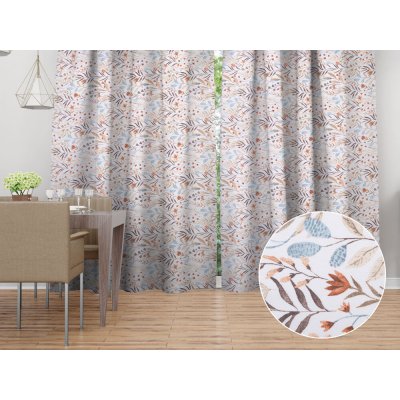 Biante Dekorační závěs Leona LN-163 Podzimní větvičky na bílém 130x200 cm – Hledejceny.cz