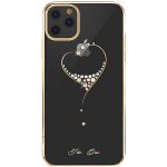 Pouzdro KINGXBAR Apple iPhone 11 Pro Max - čiré s kamínky Swarovski - srdce - zlaté – Zboží Mobilmania