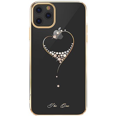 Pouzdro KINGXBAR Apple iPhone 11 Pro Max - čiré s kamínky Swarovski - srdce - zlaté – Zboží Mobilmania