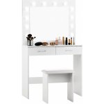 Aga Toaletní stolek se zrcadlem a osvětlením + taburet MRDT11-MW Matný bílý – Zboží Dáma