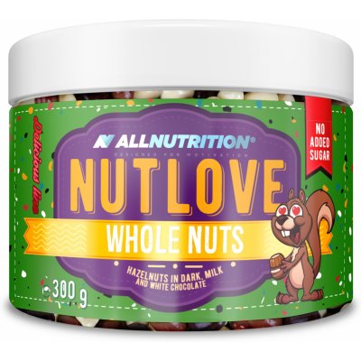 AllNutrition Nutlove Whole Nuts Lískový Ořech v hořké bílé mléčné čokoládě 300 g – Zboží Mobilmania