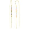 Náušnice Gemmax Jewelry Provlékací náušnice korálky s řetízkem ze žluto-bílo-růžového zlata GLECN-01126