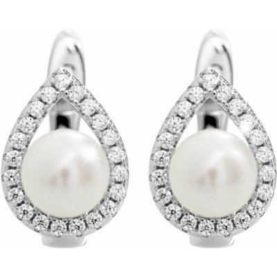 JSB Bijoux Kapka s říční perlou a s obvodem Kubických zirkonů Crystal 92400577cr (Ag925/1000, 3,18 g – Hledejceny.cz