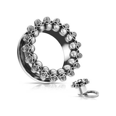 Šperky4U tunel do ucha s lebkami TN01145-06 – Zboží Mobilmania