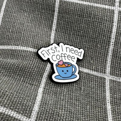 Pinarna Modrý hrníček se srdíčky First, I need coffee Nejdřív potřebuji kávu – Hledejceny.cz