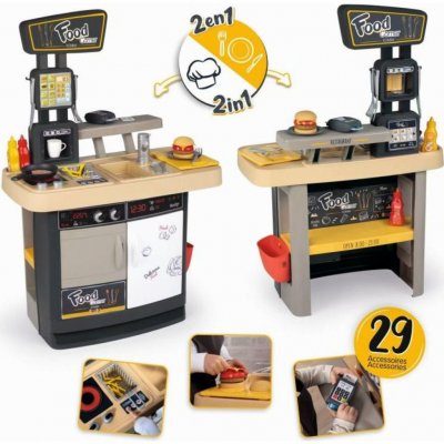 Smoby Food Corner oboustranná restaurace s kuchyňkou s terminálem a dávkovačem nápojů 29 doplňků – Zboží Dáma Smoby Food Corner oboustranná restaurace s kuchyňkou s terminálem a dávkovačem nápojů 29 doplňků – Zboží Dáma