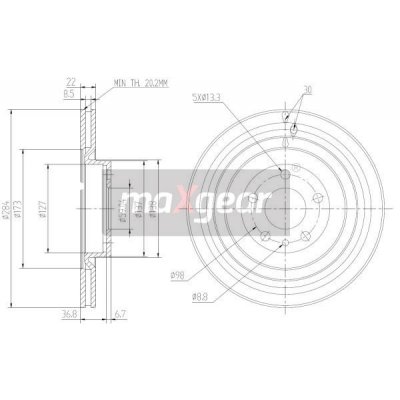 BRZDOVÝ DISK. ALFA PŘEDNÍ 147 156 FIAT DOBLO 10- 284MM 110220770 MAXGEAR