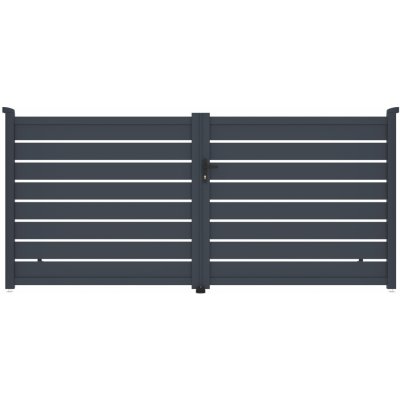 Brána G21 Reno 350x158 cm dvoukřídlá, antracitová – Sleviste.cz