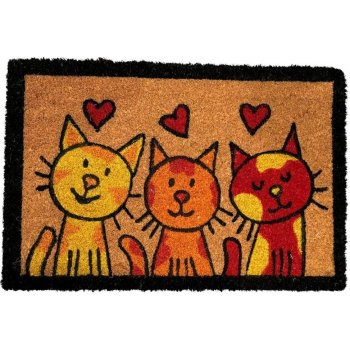 Mujkoberec Kokos Tři kočky Červená 40x60 cm