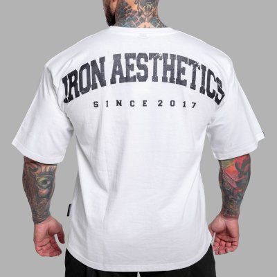 Iron Aesthetics Oversize triko College bílé – Zboží Mobilmania