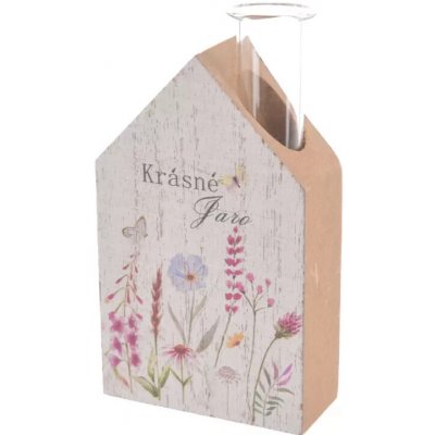 Váza domeček dřevo květ bílá 7x3x13 cm – Hledejceny.cz