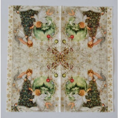 Ubrousek na decoupage Zima a Vánoce Andílci – Sleviste.cz