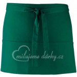 tmavě zelená krátká barmanská bavlněná zástěra do pasu s kapsami – Hledejceny.cz