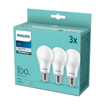 Philips klasik, 13W, E27, studená bílá 3ks – Zboží Mobilmania