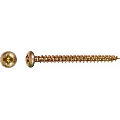 Uni vrut s půlkulatou hlavou PZ3 plný závit žlutě pozinkovaný 6 x 50 mm, 6 ks – Hledejceny.cz