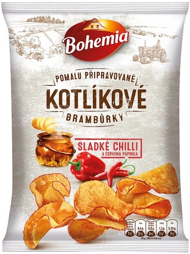 Bohemia Kotlíkové brambůrky Sladké chilli s červenou paprikou 120 g od 36  Kč - Heureka.cz