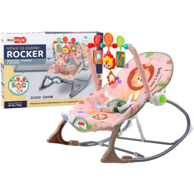LEAN Toys Houpací křeslo Bouncer For Baby Vibration Sound Houpací houpačka Pink Lion – Zboží Dáma
