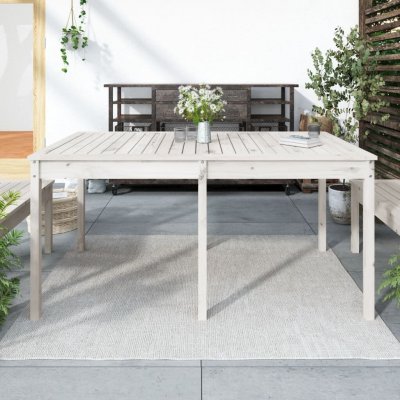 OMAXI 691073 Zahradní stůl bílý 159,5 x 82,5 x 76 cm masivní borové dřevo – Hledejceny.cz
