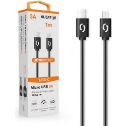 Aligator DATKP41 datový, POWER 3A, USB-C/micro USB, 1m, černý