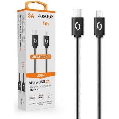 Aligator DATKP41 datový, POWER 3A, USB-C/micro USB, 1m, černý – Zboží Mobilmania