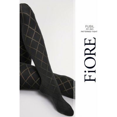 Fiore Vzorované silonky Fusil 40 DEN Černá – Zboží Dáma