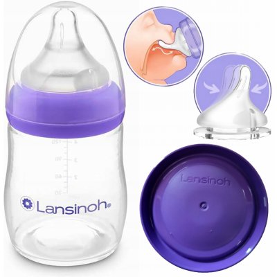 Lansinoh skleněná kojenecká láhev s NaturalWave TM savičkou savička S 160ml – Zboží Dáma