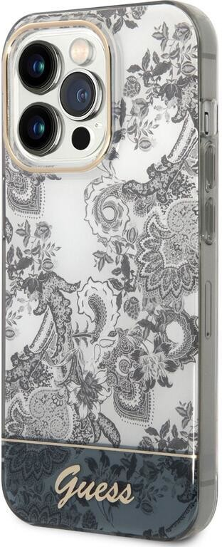 Pouzdro Guess toile gelové s pevnými zády iPhone 14 Pro - šedé