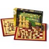Šachy Bonaparte Společenské hry Šachy, dáma, mlýn, dřevěné figurky a kameny, 35 x 23 x 4 cm