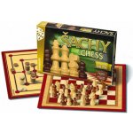 Bonaparte Společenské hry Šachy, dáma, mlýn, dřevěné figurky a kameny, 35 x 23 x 4 cm