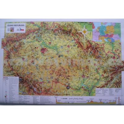 ČR - Vlastivědná nástěnná mapa - 100 x 70 cm, laminovaná mapa s 2 lištami  od 450 Kč - Heureka.cz