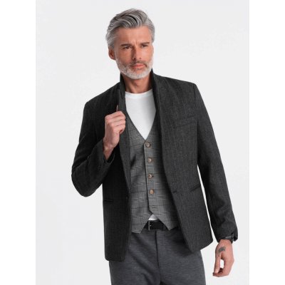 Ombre Stylish men's jacquard blazer with delicate stripes graphite černá – Zboží Dáma