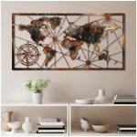 Asir | Nástěnná dekorace 120x60 cm mapa světa kov | AS2007 – Zboží Dáma