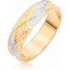 Prsteny Šperky eshop Dvoubarevný prsten s kosočtvercovým vzorem a vertikálními rýhami BB7.11