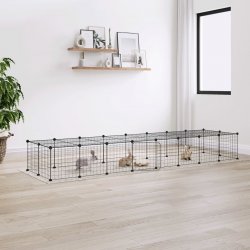 zahrada-XL 36panelová ohrádka pro zvířata s dvířky černá 35 x 35 cm ocel