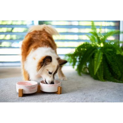 Vsepropejska Garbo dvojitá mramorová keramická Miska pro psa či kočku 15 cm