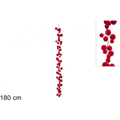 PROHOME Girlanda 180cm sametové koule červené – Hledejceny.cz