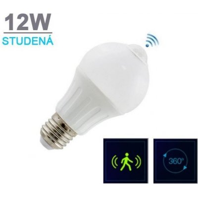 LED21 LED žárovka A5S s PIR čidlem 12W 18xSMD5630 950lm E27 STUDENÁ