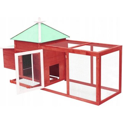 vidaXL Kurník s kukaní z masivního jedlového dřeva červený 190 x 72 x 102 cm – Hledejceny.cz