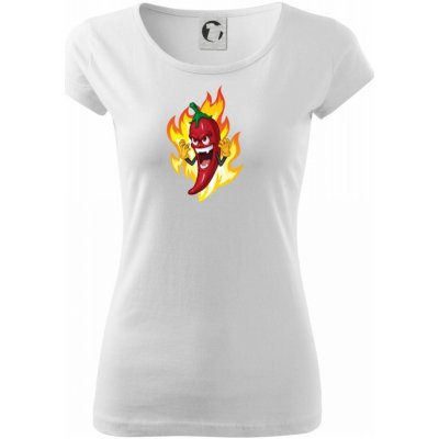 Chili paprička velmi pálivá pure dámské triko bílá – Zboží Mobilmania